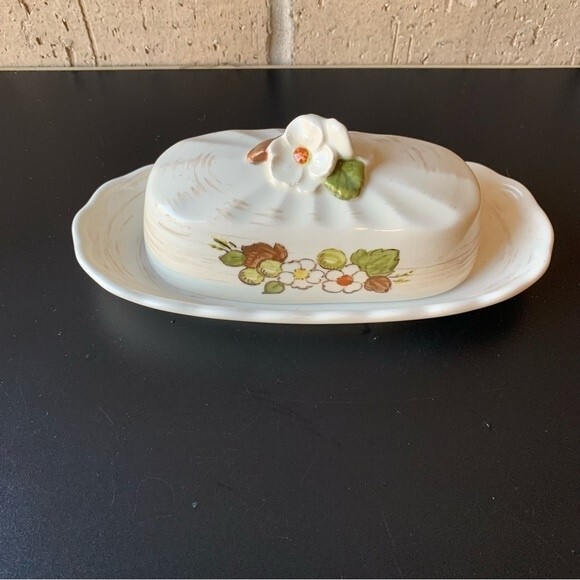 Vernon Ware by Metlox Fruit Basket Butter Dish  Vintage 1960s Made in California - Picture 3 of 13